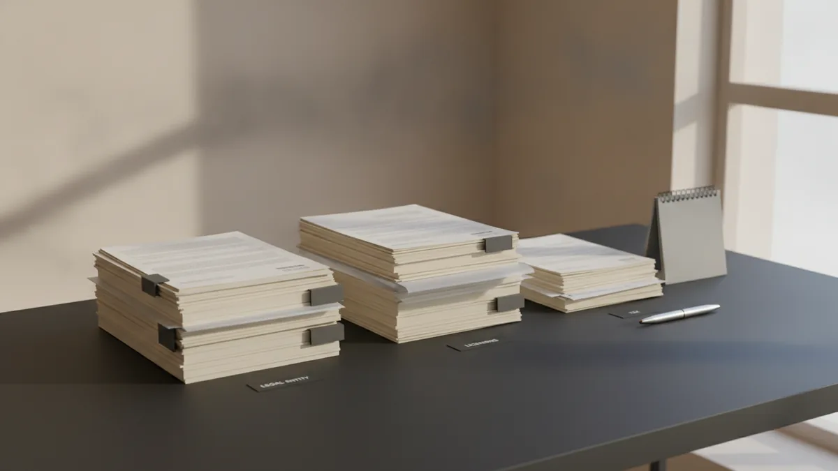 Services that cover the workflow Document sets representing entity registration, licensing, and tax registration