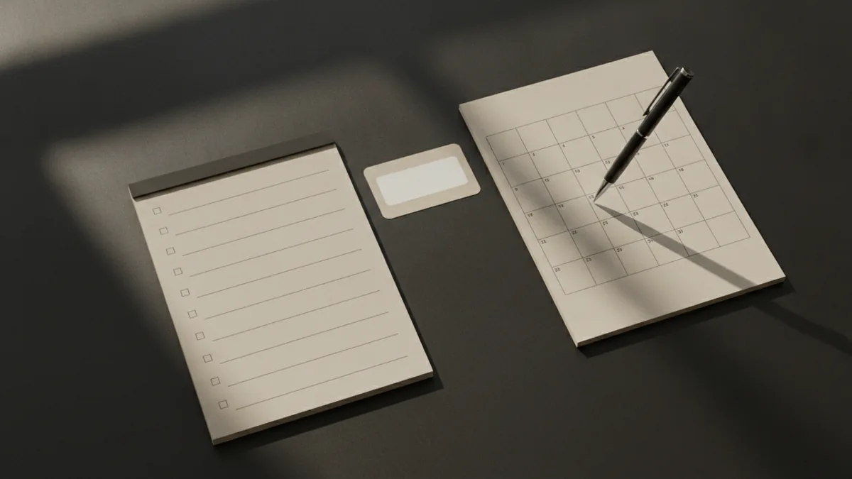 Understanding and schedule planning Simple calendar and notes representing a treatment schedule
