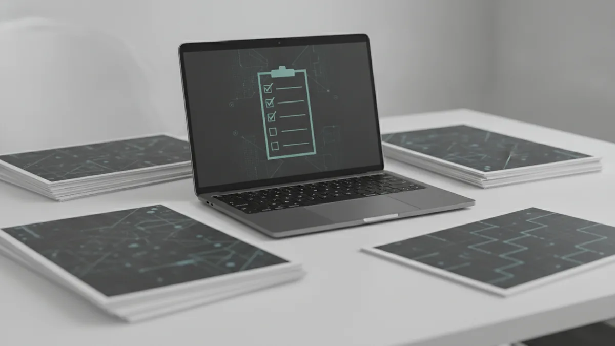 Analyst reviewing compliance documents for product and material evidence