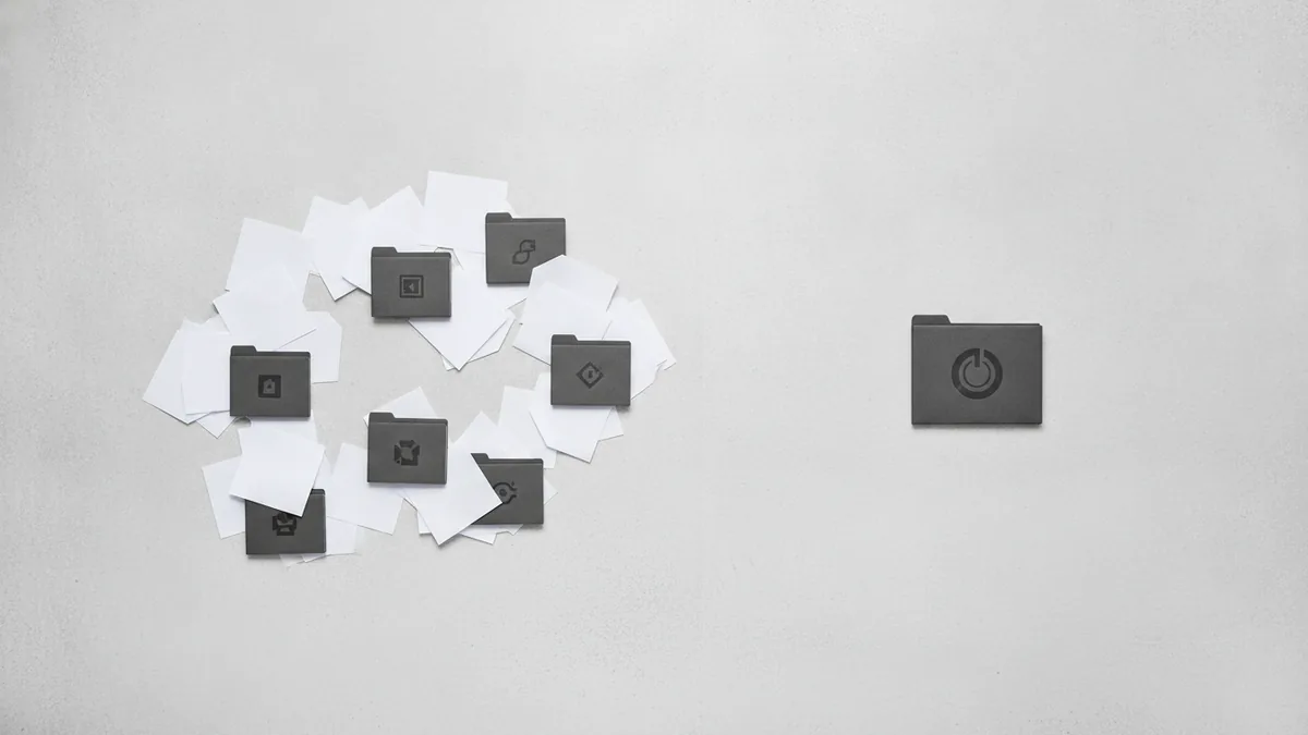 Actual vs presumed proof Overhead view comparing scattered evidence versus organized documents
