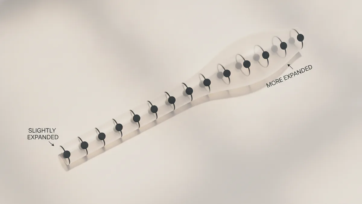 Flexible tube model showing volume expansion with small pressure change