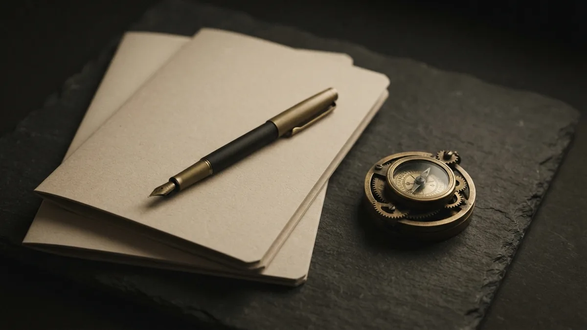A fountain pen and blank folders represent roles inside a venture capital firm
